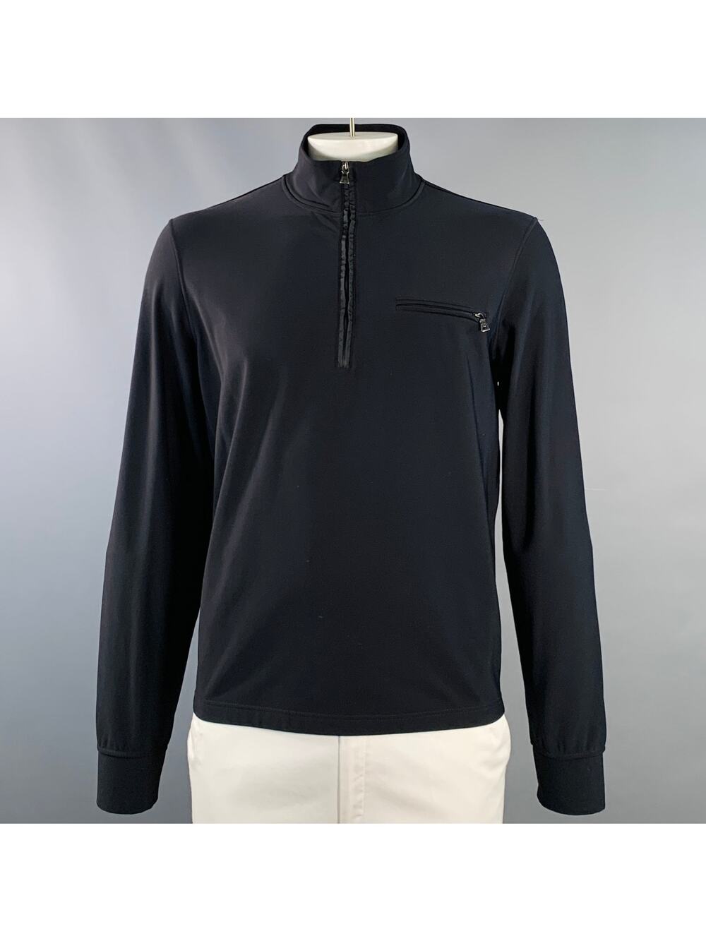 PRADA Size XXL Navy Nylon Blend One Pocket 1/4 Zip Pullover